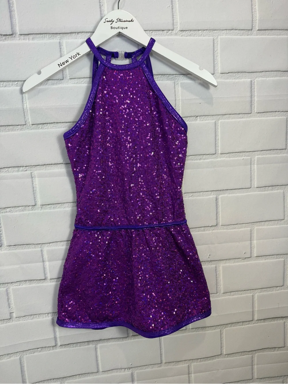 Girls Purple Sequin Dance Performance Dress Costume